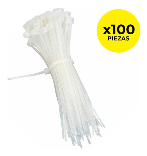 Precinto Plastico Prensacables 250 Mm X 4.8 Mm Bolsa X 100 Color Blanco