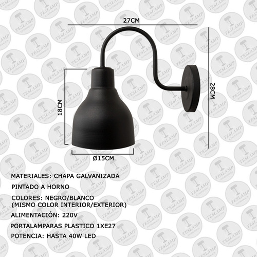 Imagen 2 de 10 de Lampara Aplique Pared Galponera Vintage Industrial Apto Led