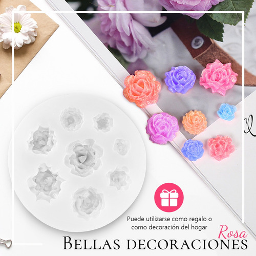 2pzs Moldes Silicona Flores Rosa Para Resina Velas Chocolate