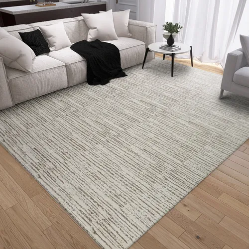 Tapete Grande Antiderrapante 200x300 Jacquard Bege Riscato Artesa...