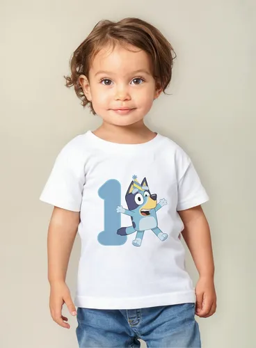 Polera De Bluey Con Numero - Decoración De Cumple