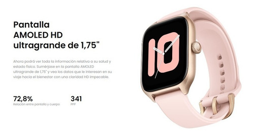 Imagen 5 de 9 de Smartwatch Amazfit GTS 4 1.75" caja de policarbonato black, malla misty white de fluoroelastómero y bisel rosa ouro de aleación de aluminio