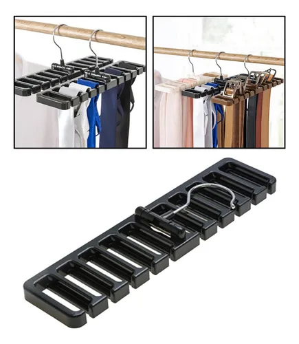 2 Clothes Racks Belt Storage Holder Ties Black