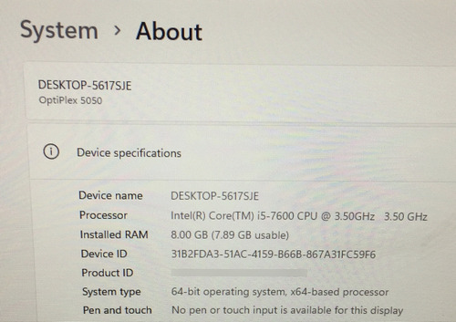 Cpu Dell Optiplex 5050 Intel Core I5-7ta Sku 1617 (Usado)