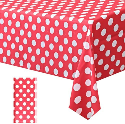 1 Mantel Rectangular De Lunares Rojos, Mantel Decorativo Y R