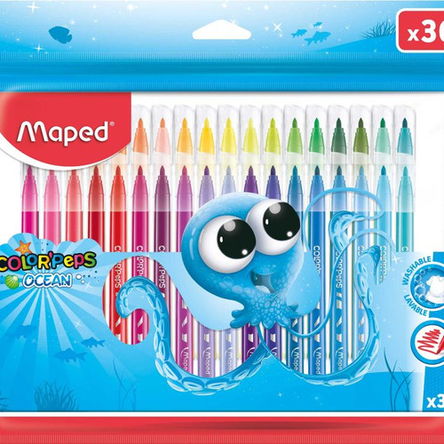 Pack 10pz Plumones Maped Color Peps Ocean C/36 Lavables