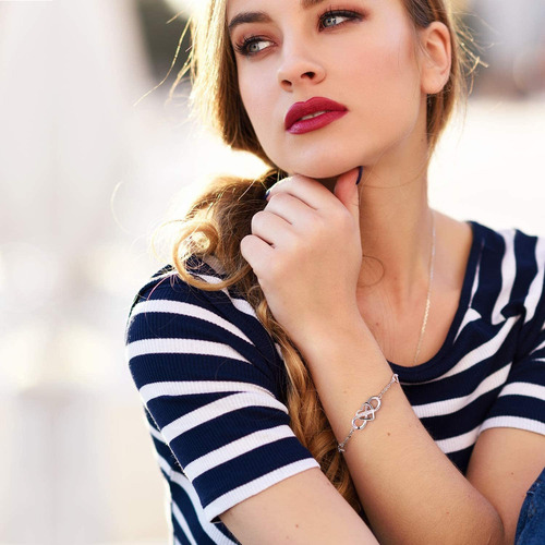 Pulseras De Plata De Ley 925 Con Forma De Corazón Infinito P