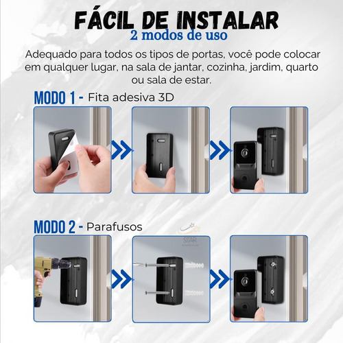 Campainha Smart Com Câmera De Vídeo Saída De Voz Segurança