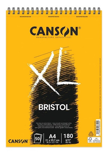 Croquera Bristol A4 Canson Xl 21 X 29,7 Cm 180 G/m2 50 Hojas