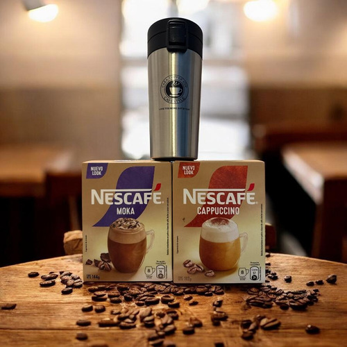 Nescafé Instantáneo Sachet Sobres Mixes Stick + Vaso Termico