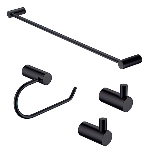 Juego De 4 Accesorios Para Baño Acero Inox Negro Rubinett