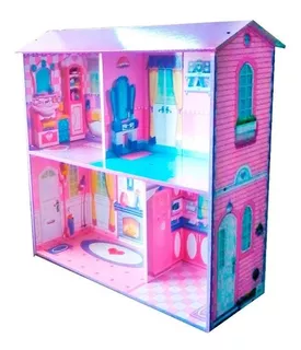 Casa Muñecas Grande 2 Pisos Madera Barbie Fire F Lloretoys