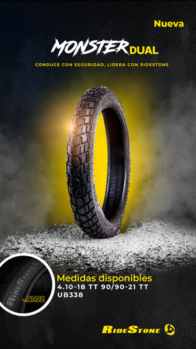 Cubierta Moto Ridestone 90 90 21 Monster Dual Tt 63p