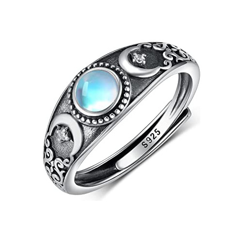 Sczklaq Anillo De Triple Luna Para Mujer, Anillo De Plata De