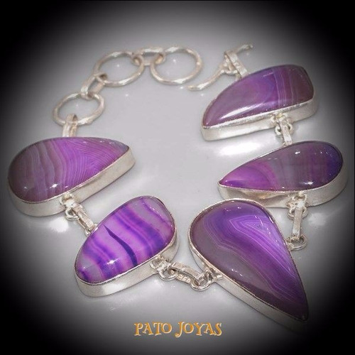 Pulsera De Plata Con Piedra Onix Violeta