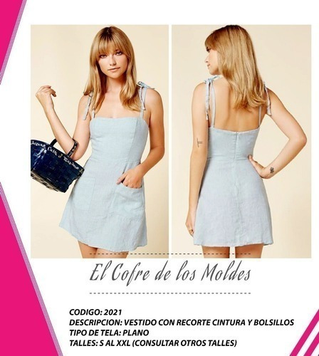 Molde  Vestido Evase+bolsillos Patron Pack 5 Talles!