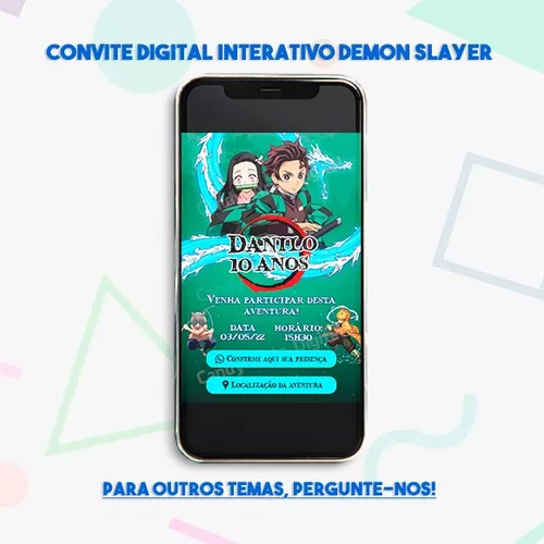 Convite Digital Interativo Anime Demon Slayer