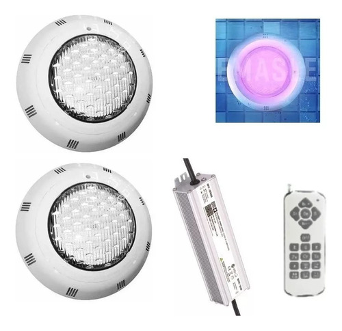 Foco Led Rgb 18w Piscina + Control Remoto + Fuente 12v X2 U