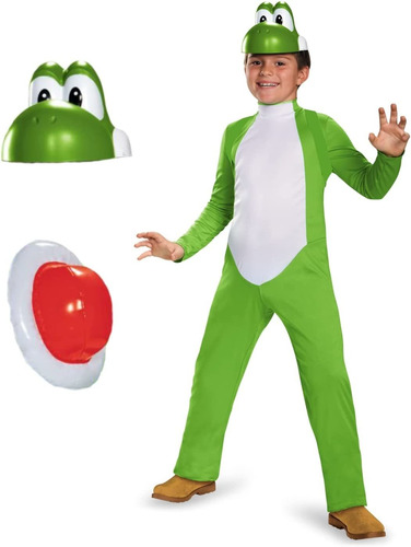 Disfraz De Yoshi De Lujo Un Solo Color Para Niños Talla L