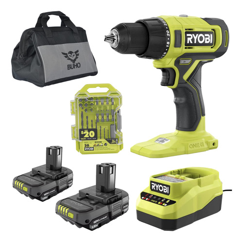 Ryobi - Taladro Inalámbrico De 1/2 Pulgada Con (2) Baterí.