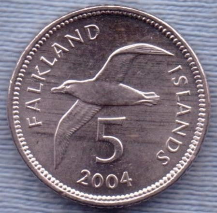 Falkland Islands 5 Pence 2004 * Albatros *