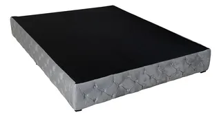 Base Cama Individual Capitonada Tapizada Colchones Recamara Color Gris