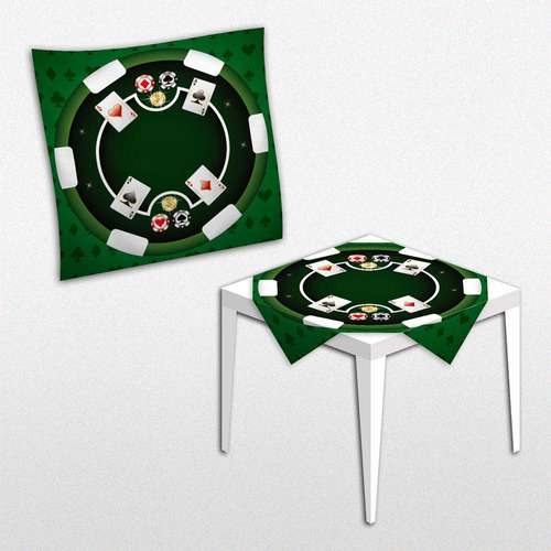 Toalha Forro De Mesa Festa Poker Baralho Tecido Oxford 80cm