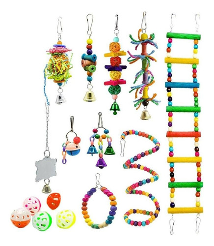 15 Peças De Brinquedos De Papagaio Escada De Madeira Para
