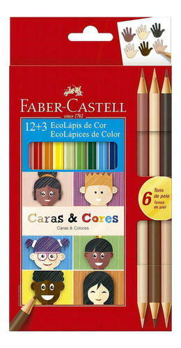 Lápiz facial y de color Faber Castell, 12 colores y 6 tonos de piel
