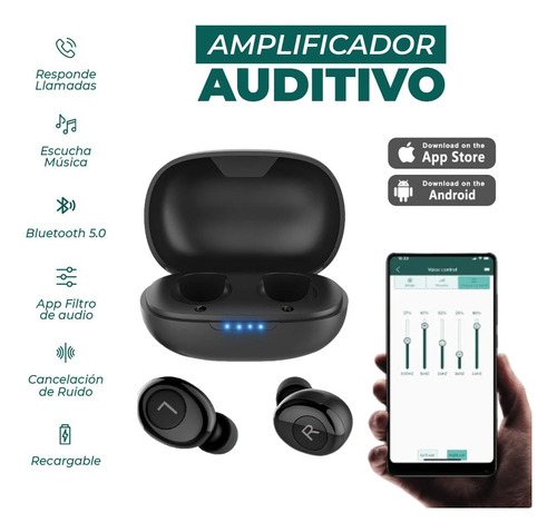Imagen 1 de 7 de Audífono Amplificador Auditivo Recargable Bluetooth Hipoacus