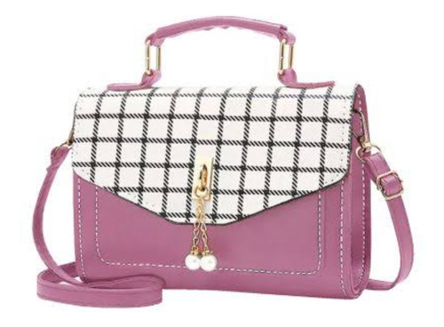 Bolso Cartera Mujer Cuero Pu Cuadros Versátil Moda Elegante