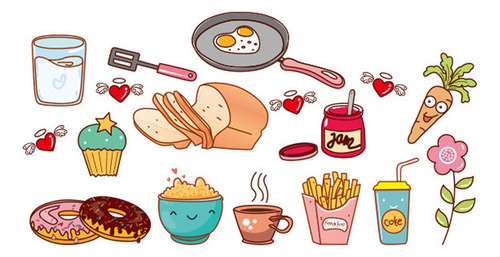 Pegatinas De Pared Para Nevera De Dibujos Animados Restauran