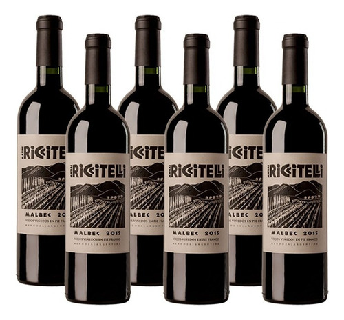 Vino Bodega Riccitell Pie Franco Malbec Caja X 6 Unidades