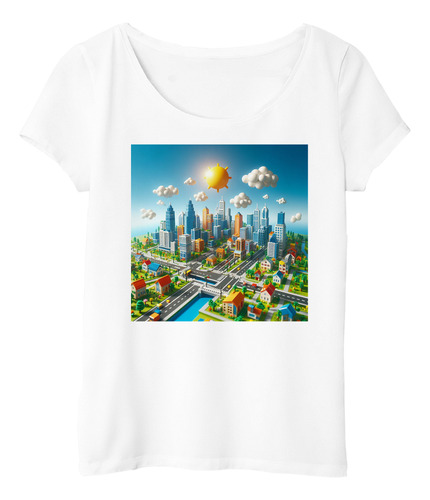 Remera Mujer Ciudades Ladrillos Jueguete Edificios M1