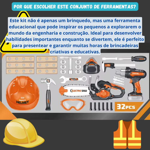 Ferramentas De Brincar Para Crianças Msp Kids Com Serra E Furadeira
