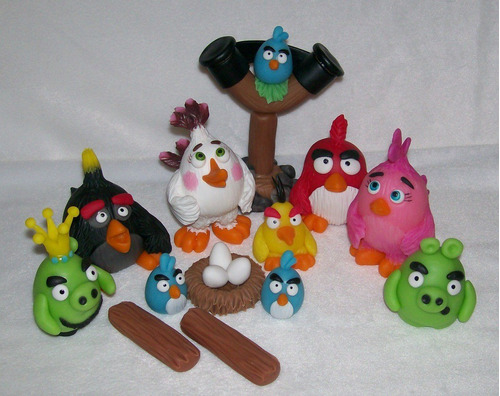 Angry Birds Nuevos!! Adorno Torta Porcelana Fria