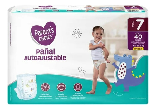 2 Pzs Pañales Parent S Choice Autoajustable Talla 7 Unisex