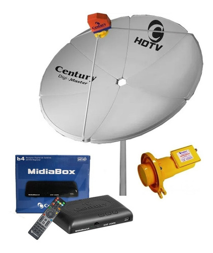 Antena Parabólica Century Chapa + Receptor Digital Midiabox
