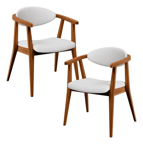 Kit 02 Poltronas Decorativas Para Sala de Estar Jantar Cecília L02 Facto Branco