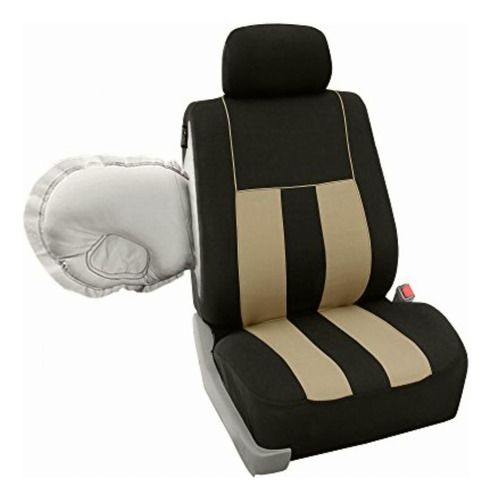 Fh Group Fh-fb036217 Striking Striped Seat Covers Gray/black