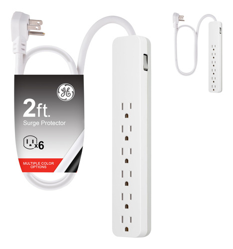 Protector De Corriente 6 Tomas Cable Extensión 60 Cm Blanco