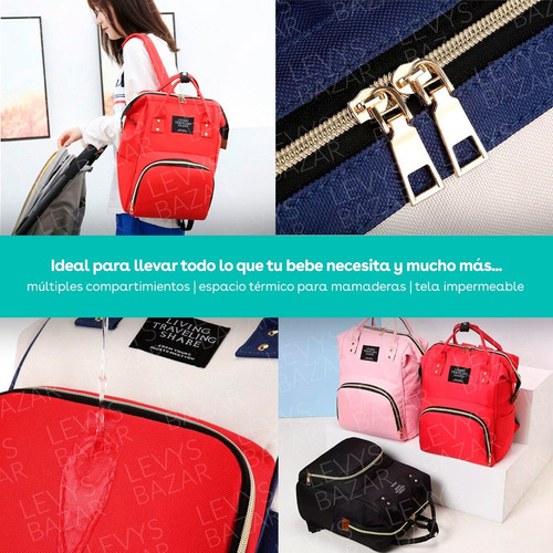 Imagen 3 de 10 de Mochila Maternal Impermeable Bolso Multifuncion Termica