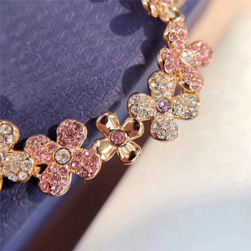 Pulsera De Pétalos De Trébol De Cuatro Hojas Para Mujer