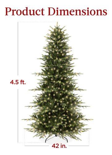 Árbol De Navidad De Abeto Noble Preiluminado 4,5 Ft