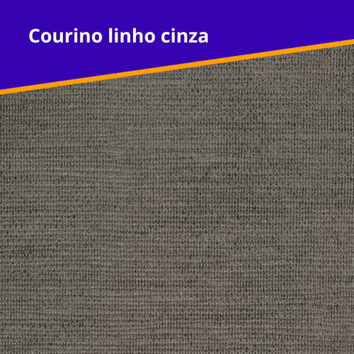 B&G Bicama Box Baú Solteirão Courino Linho Cinza 96x203 com Colchão Auxiliar Ecoflex