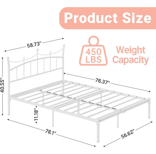 Base De Cama Matrimonial Weeho C/cabecera D Princesa Blanco