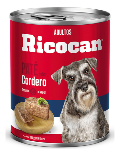 Pate Ricocan Adultos, Cordero X 330g X 12 Unidades