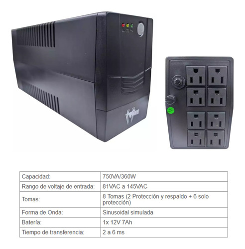 Ups 750va Spidertec 08 Tomas 120v