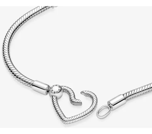 17cm Pandora Heart Clasp＆Snake Chain Bra Pulsera Pandora Moments Broche Corazan Cadena Serpiente Muje