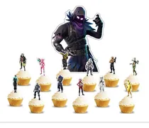 Comprar Topper Cupcake Adorno Pinchos Muffins X12 Fortnite Negro Fortnite